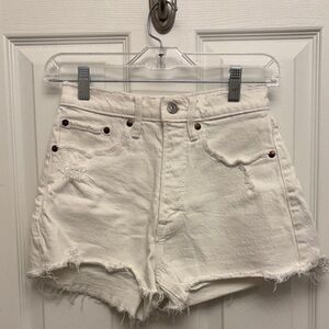 Abercrombie & Fitch Off-White Distressed Jean Shorts